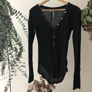 V Neck Button Henley